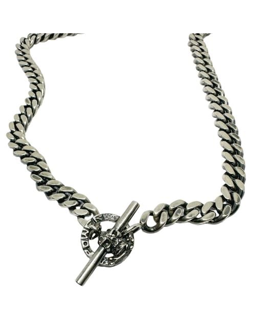 Tg-Jewellery by Tamara Gervasio Metallic Curb Chain With Skull T-Bar Power Japanese Sign for men
