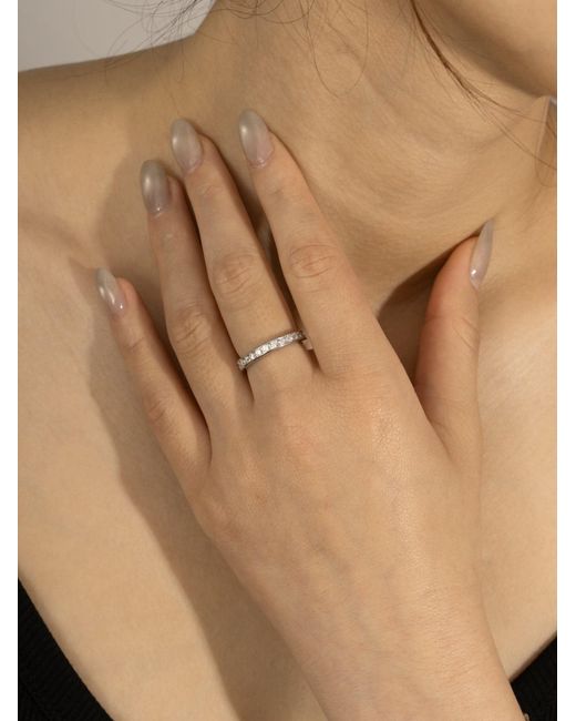Diamonbliss Metallic Embellished With Swarovski Channel Setting One Carat Round Cut Eternity Ring