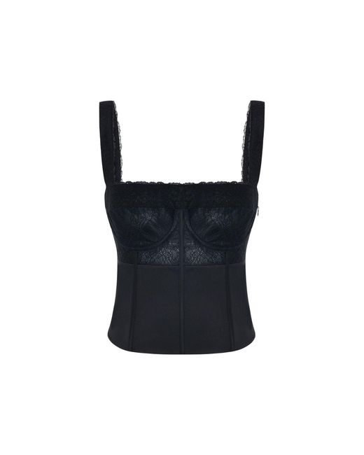 Pcfg Black Daydreamers Satin Corset With Lace Detail