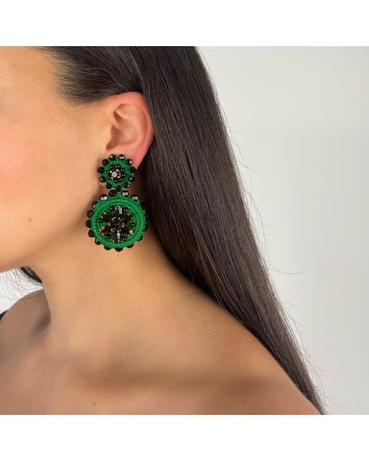 PINAR OZEVLAT Green Flower Drop Emerald