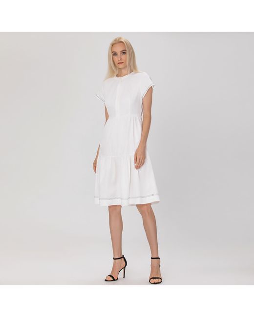 Smart and Joy White Fit-And-Fare Cotton Shirt-Dress