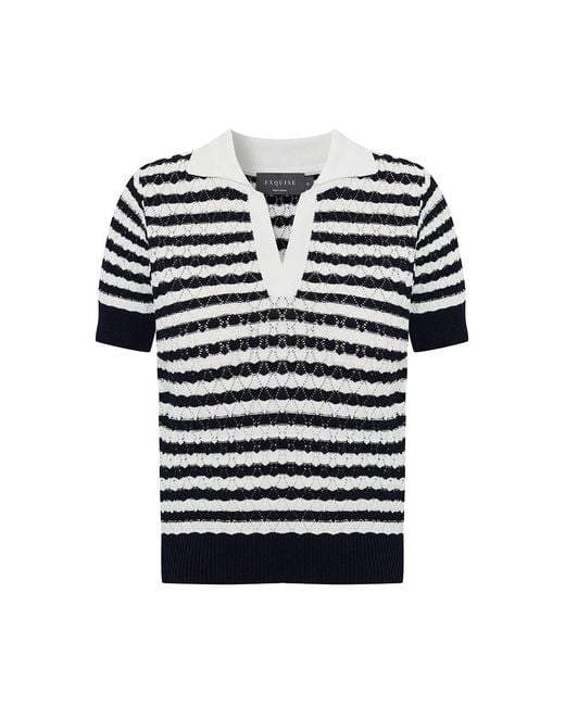 Exquise Black Ariyah V Neck Knit Blouse