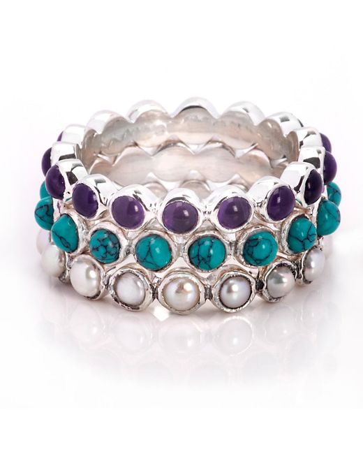 The Jewellery Store London Metallic Pearl Gemstones Band