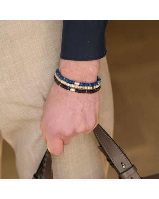 Tateossian Black Thompson Macrame Shell Bracelet for men