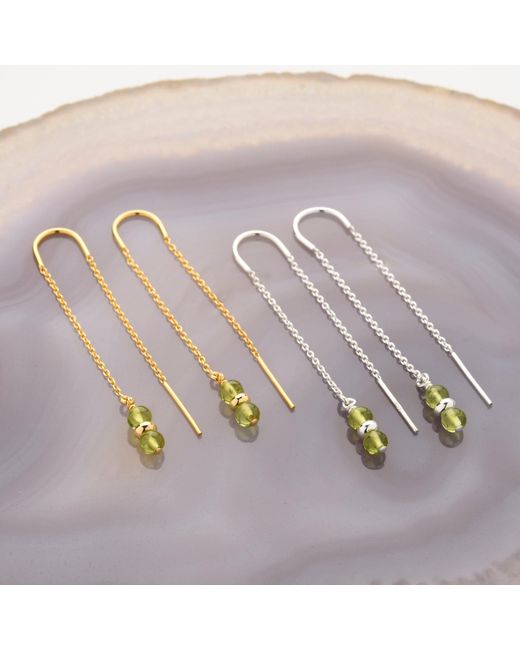 Nellou Jewellery White Peridot August Birthstone Fall Earrings Sterling