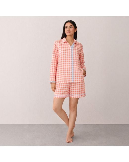 NoLoGo-chic Pink Gingham Set Shorts Pj Cotton