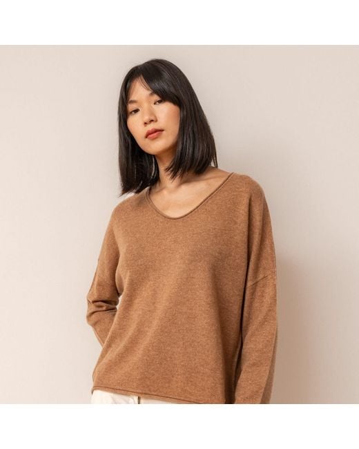 Bel Cashmere Brown Anais Cashmere Sweater Camel