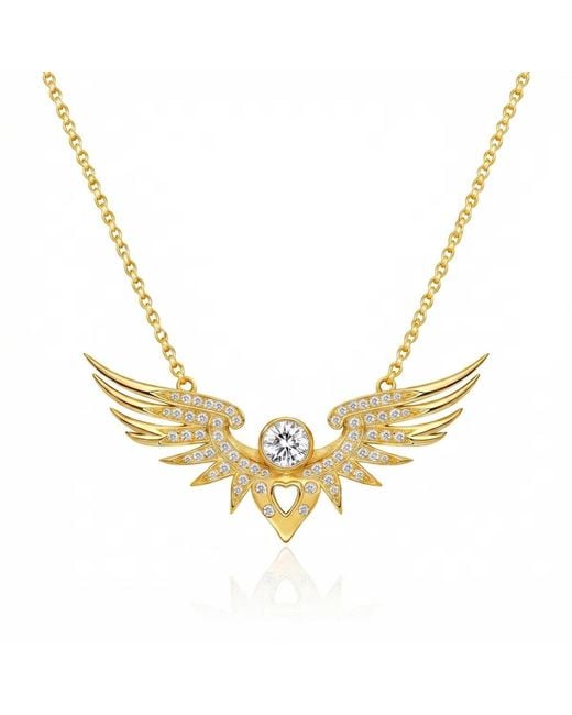 Ormiro Metallic Winged Heart Necklace
