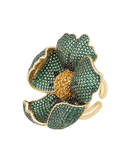 Latelita London Poppy Flower Green Ring Gold
