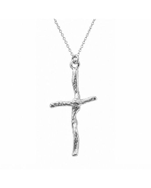 Mother Nature Jewelry Metallic Cross Necklace, Handmade Tree Branch Pendant