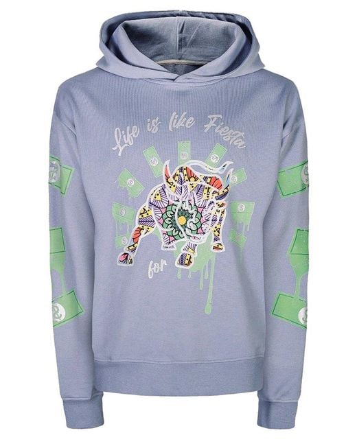 Miracles Manifester Blue Inspirational Affirmation Hoodie With Reflective Design