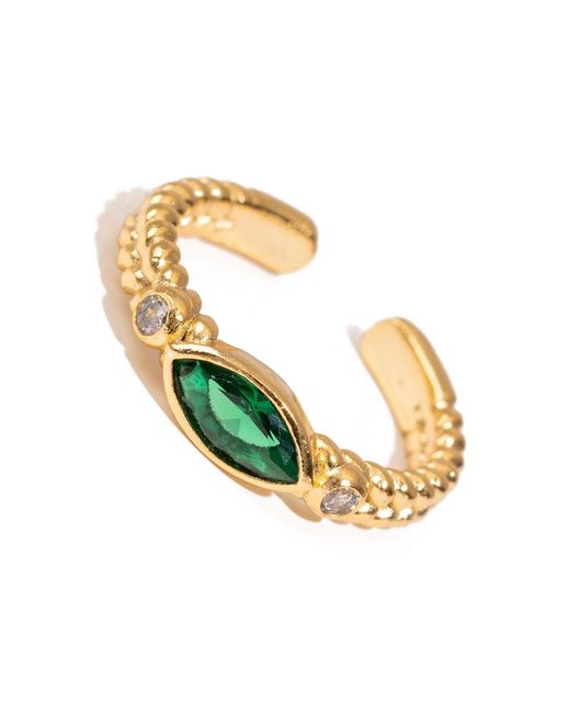 Ebru Jewelry Metallic Emerald Teardrop Gemstone Adjustable Ring