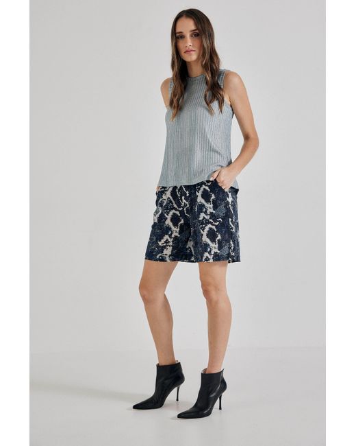 Lindsay Nicholas New York Blue Laura Sleeveless Crew Neck