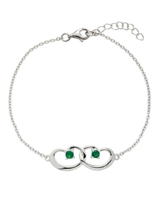 Belinda Jewelz Metallic Emerald Interlocked Hearts Bracelet