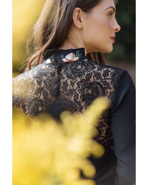 Sophie Cameron Davies Black Peony Silk Bow Blouse