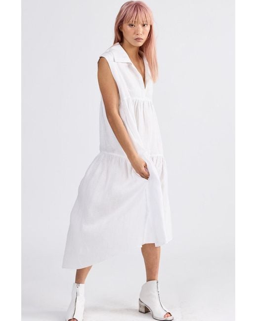 Dref White Campari Linen Dress