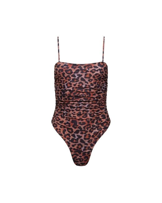 Playaluxe Red Seychelles Ruched One Piece Leopard
