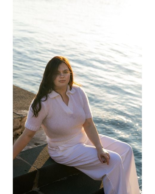 SALANIDA White Melody Mohair Polo Top