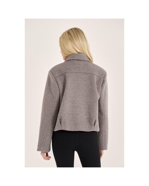 Loom Archives Gray Wool Blend Collared Zip Up Jacket