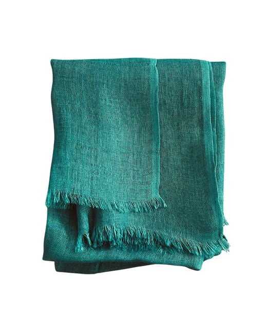 Heritagemoda Green Emerald Handwoven Linen Classic Scarf