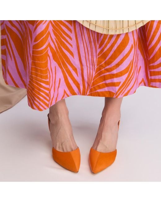 Rosamund Muir London Orange Augusta Duo-Texture Slingback Heels