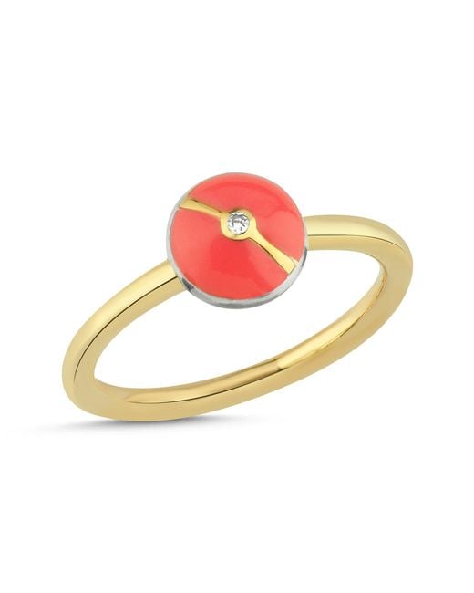 Ecce | Artisan Diamonds Pink Enamelled Mini Multi Diamond Buttons 14K Ring
