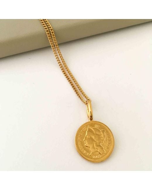 Katie Mullally Metallic American Coin & Chain In Yellow Gold Plate for men