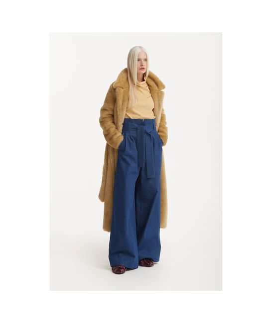 Julia Allert Blue High Waist Long Wide Leg Denim Trousers –