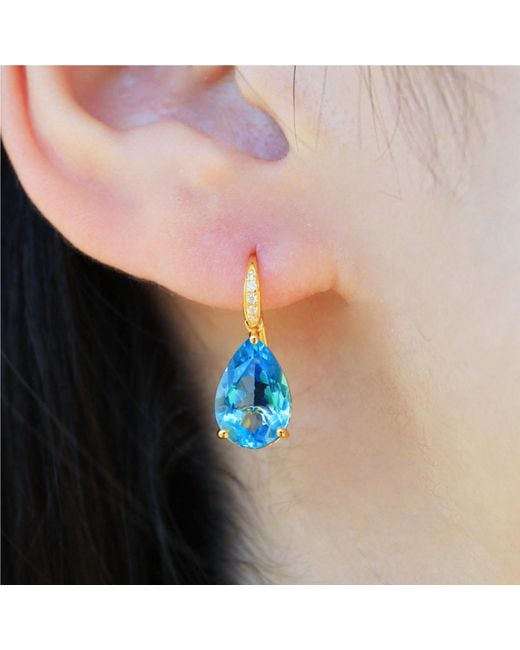 Kai Fine Jewelry Blue Solid Pear Natural Topaz Diamond & Freshwater Pearl Convertible Drop Earrings