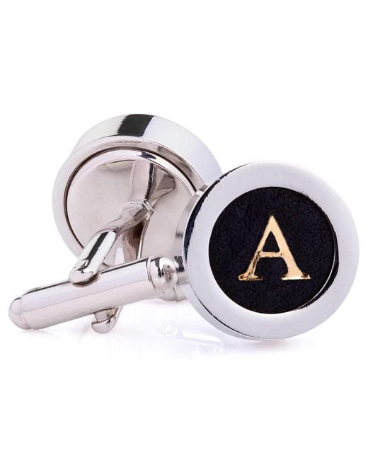 N'damus London Blue Regent Leather Letter Cufflinks for men