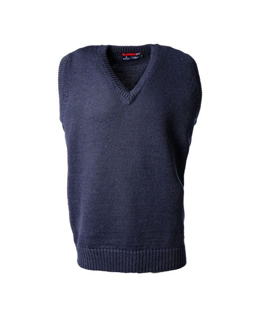 Arthur Beale Blue Maritime Sleeveless Jumper for men