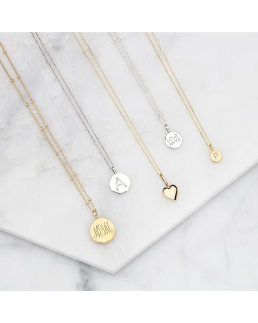 Lily & Roo Metallic Solid Sterling Curve Small Initial Letter Necklace