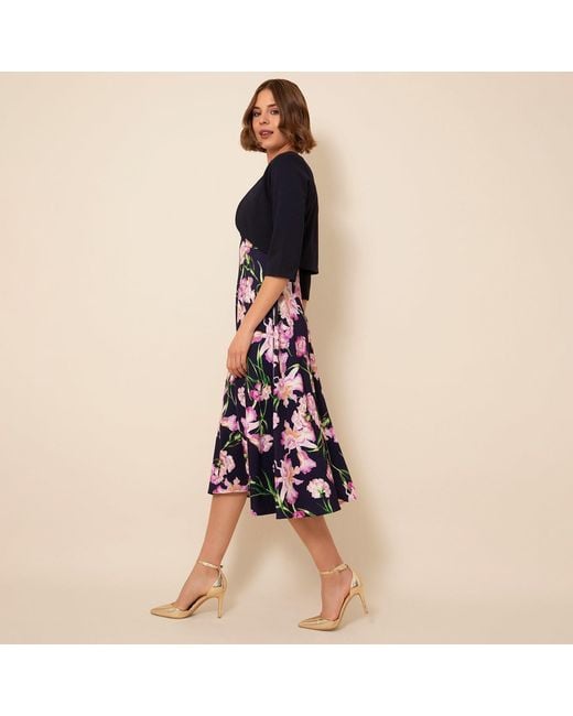 Alie Street London Blue Luna Midi Dress Midnight Blossom