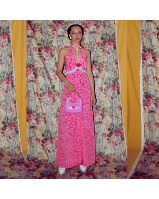 Couture to Your Door Red Poppy Print Lace Maxi Dress