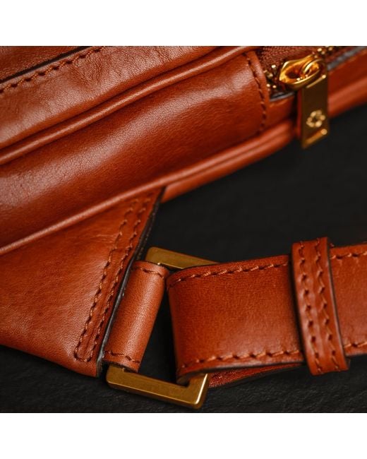Time Resistance Brown Cognac Leather Sling Bag for men