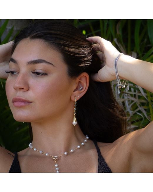 Ebru Jewelry Metallic Mystic Sky Topaz & Pearl Drop Earrings