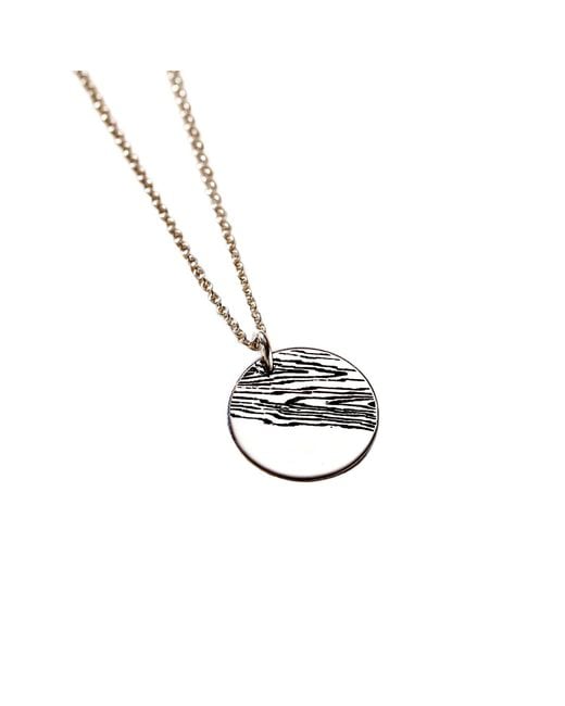 Posh Totty Designs Metallic Sterling Engraved Wood Grain Disc Necklace for men