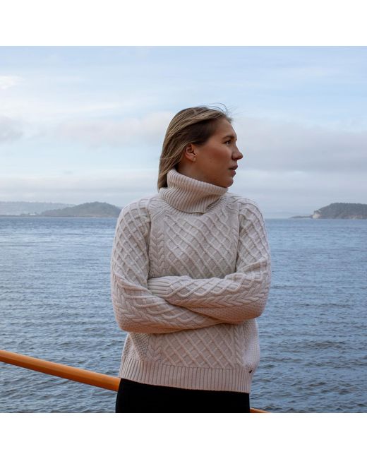 tirillm White Celina Cable Knitted Pullover