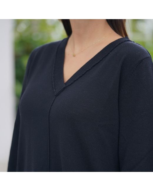 Nuvv Collection Black Asymmetric Merino Wool Sweater – Premium Italian Yarn