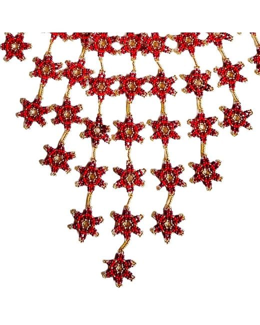 Iliana Arrazola Red Waterfall Blossom Necklaces