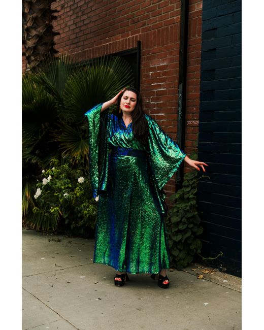 Byvinnik Green Bohémienne Sequin Kimono Robe