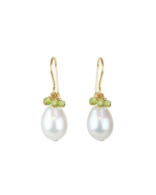 MOUNIR LONDON Metallic Pearl & Peridot Cluster Earrings