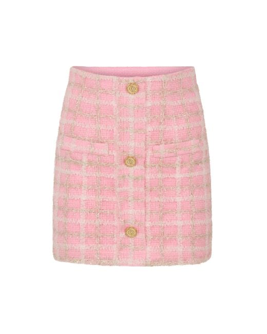 GOD SAVES QUEENS Pink High Priority Tweed Skirt