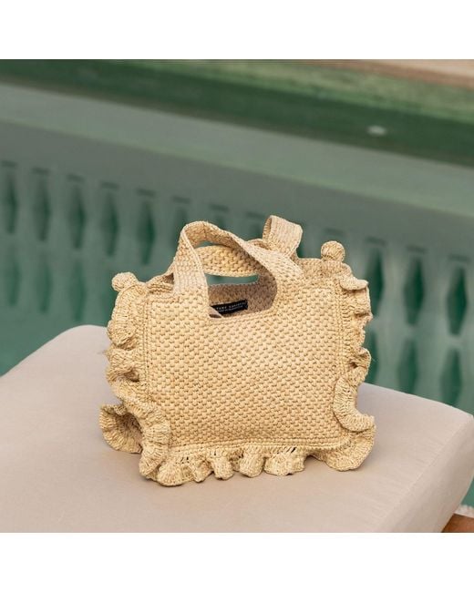 Zanatany Concepts Metallic Floute Raffia Bag