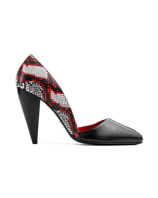 Rosamund Muir London Red Romera Duo Texture & Snake Print Heels