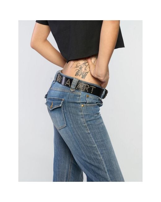 Stuart Trevor Black Love Will Tear Us Apart Leather Studded Thin Belt