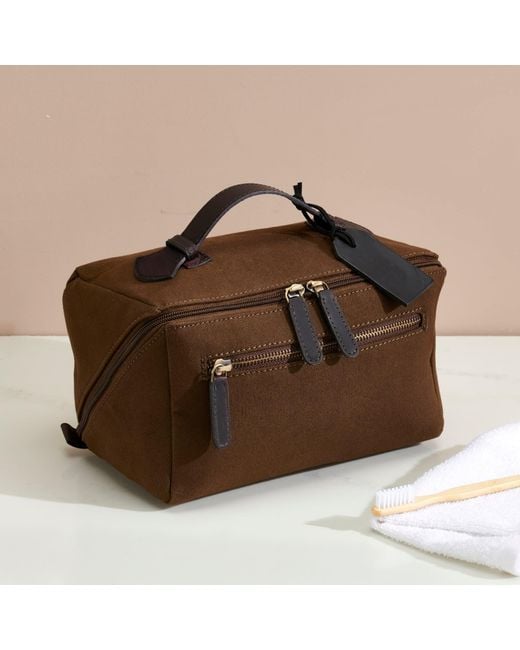 Posh Totty Designs Brown Dark Canvas Lay Flat Wash Bag for men