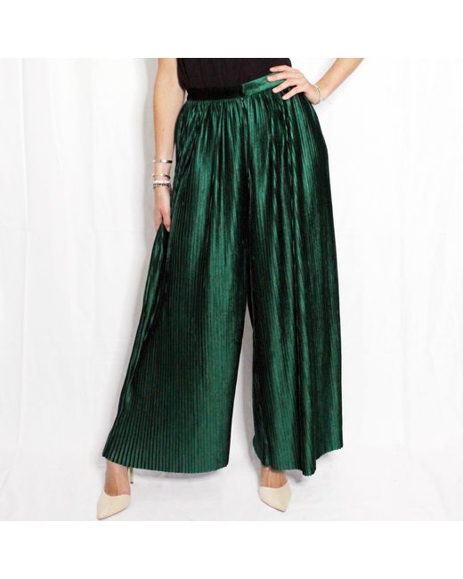 Boutique Kaotique Green Loose High Waisted Velvet Trousers