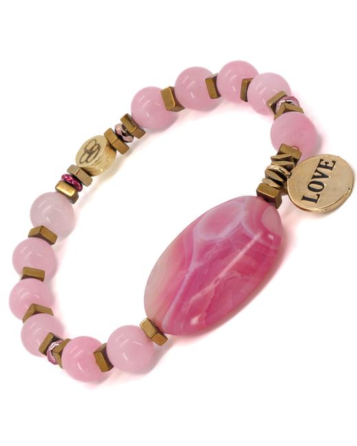 Ebru Jewelry Pink Agate Love Bracelet