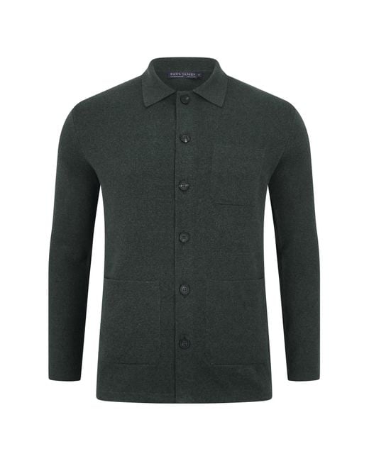 Paul James Knitwear Green Midweight Cotton Benjamin Work Shirt for men